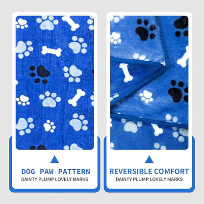 Dog Blanket Paw Bone Pattern 1 Pack 2 Super Soft Warm Flannel Sofa Cover Car - Image 4