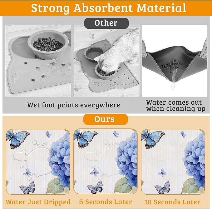 Pet Feeding Mat, Non-Slip Water Bowl Placemat, Pet Supplies 12" x 20" - Image 3