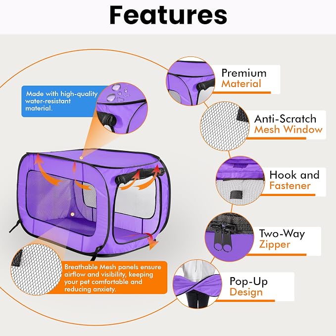 Beatrice Home Fashions Portable, Collapsible, Pop Up Kennel Travel Cat and Dog - Image 4