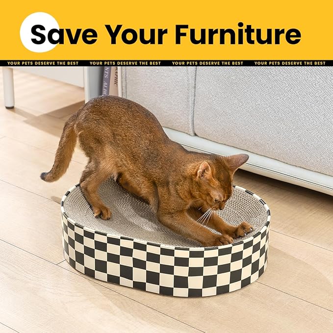 Large Oval Cat Scratcher Bowl, Cardboard Cat Scratching Pad & Lounge Bed - Image 5