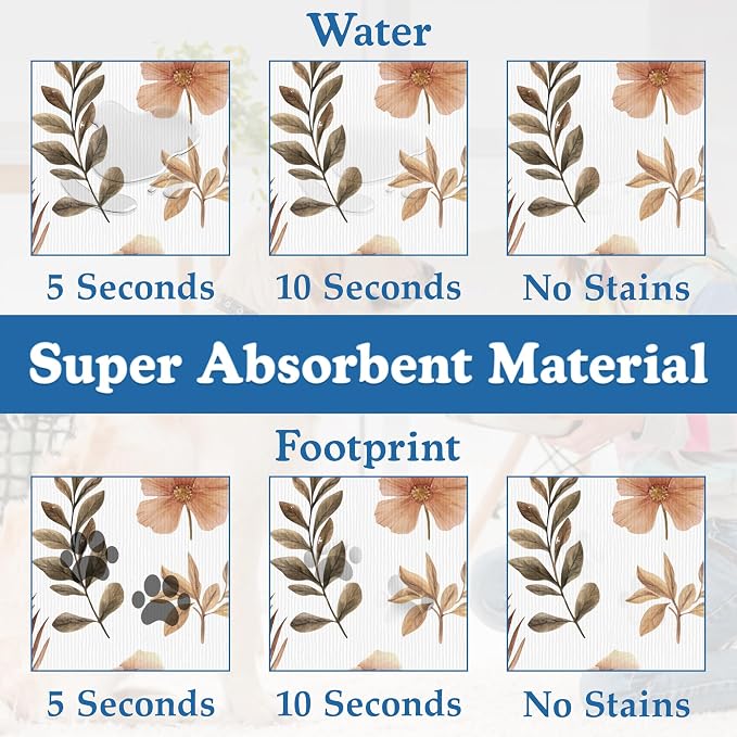 Floral Palm Leaves Dog Cat Food Mat–Christmas Stocking Absorbent Waterproof - Image 3