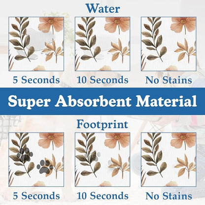 Floral Palm Leaves Dog Cat Food Mat–Christmas Stocking Absorbent Waterproof - Image 3