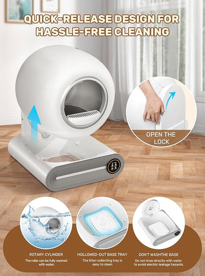 Automatic Litter Box, 65L+9L Extra Large, APP Control, Deodorization, 3 Rolls - Image 6