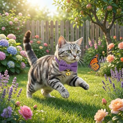 THAIN Cat Collar with Bow Tie and Bell, Breakaway Adjustable Cute Soft Corduroy - Image 6