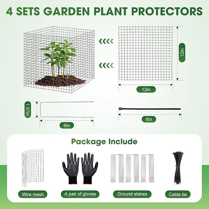 9 PCS Plant Protectors from Animals, 12x12 Inch Heavy Duty Metal Plant Cages - Image 2