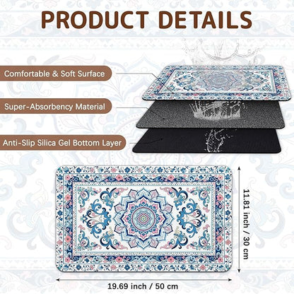 Dog Food Mat for Bowls, Absorbent Quick Dry Dog Cat Mats for Food and Water - Image 2