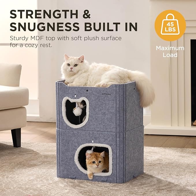 Joydeco Cat House for Indoor Cats, 2 Story Scratch Resistant Felt Cat Condo - Image 4