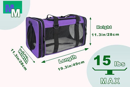 Soft-Sided Pet Carrier for Cats Small Dogs of 15 Lbs Medium Purple - Image 4
