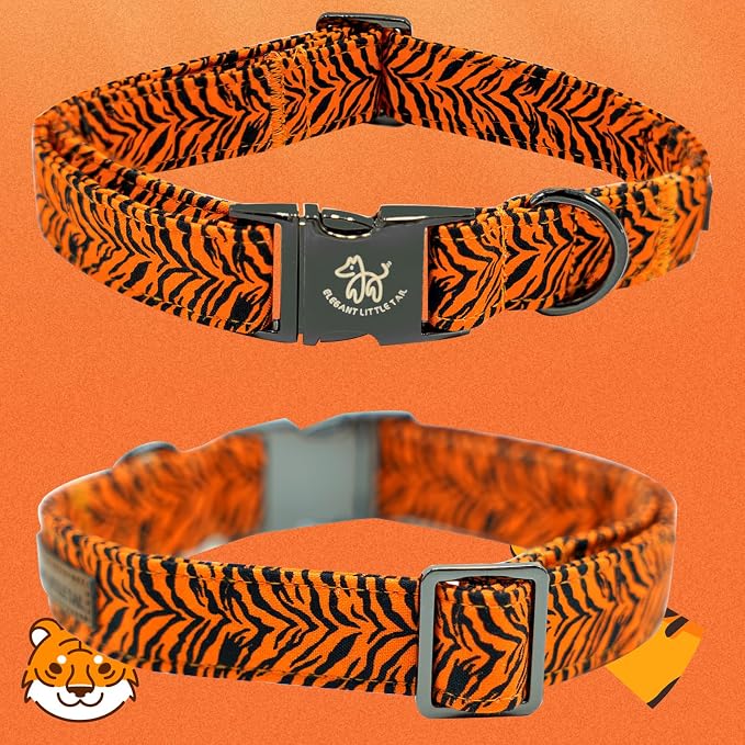 Elegant Little Tail Tiger Print X-Small Puppy Dog Collar, Buckle Closure - Image 4