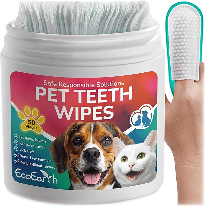 Premium Teeth Cleaning Wipes for Dogs & Cats by EcoEarth