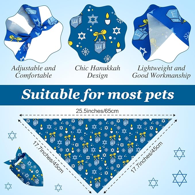 Abbylike 50 Pcs Hanukkah Dog Bandanas Bulk Blue Bandanas - Image 3