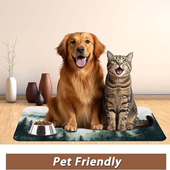 Misty Forest Mountain Dog Food Mat - Image 6