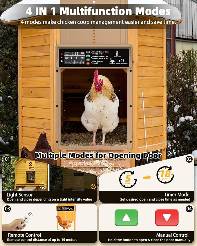 2025 Upgrade 7W Solar Power Chicken Door, Pet Deluxe Automatic Chicken Coop Door - Image 2