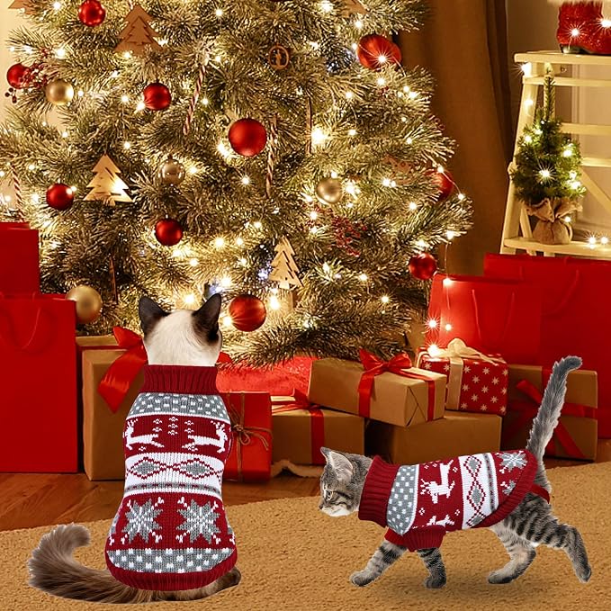Cat Dog Christmas Sweater Pet Winter Warm Coat Pajamas Small Dog Sweaters - Image 5