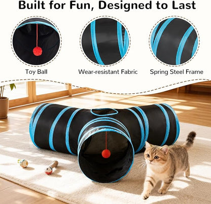 Tempcore Pet Cat Tunnel Tube Cat Toys 3 Way Collapsible, Tunnels - Image 5