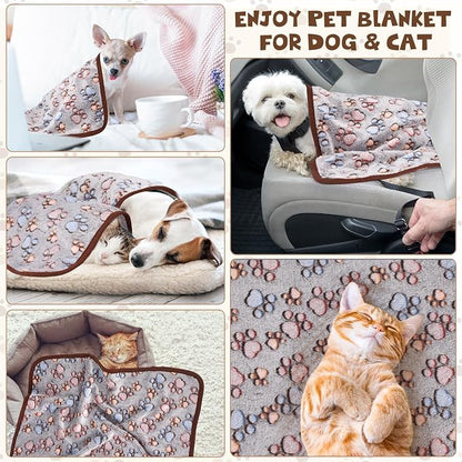 Chumia 40 Pcs Blankets Soft Fluffy Fleece Washable Pet Dog Sleep mat Paw Print - Image 6