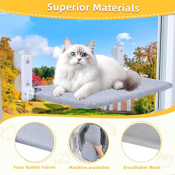 2PC Cat Window Perch, Foldable Cat Window Hammock Sunbathing and Climbing Cats - Image 3