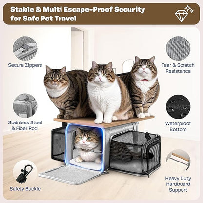 Top and 2 Sides Expandable Cat Carrier 17x11x11, TSA Airline Approved Dog - Image 5