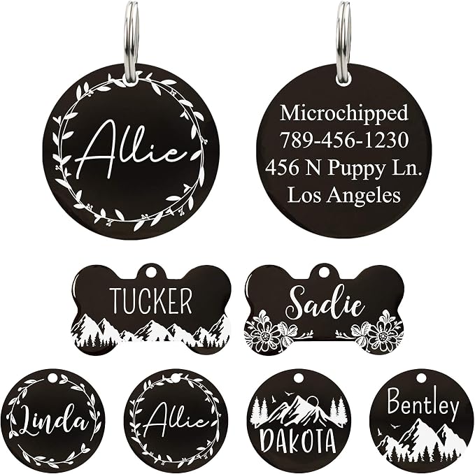 UltraJoys Stainless Steel Pet ID Tag Dog Name Tags Personalized Front and Back by UltraJoys