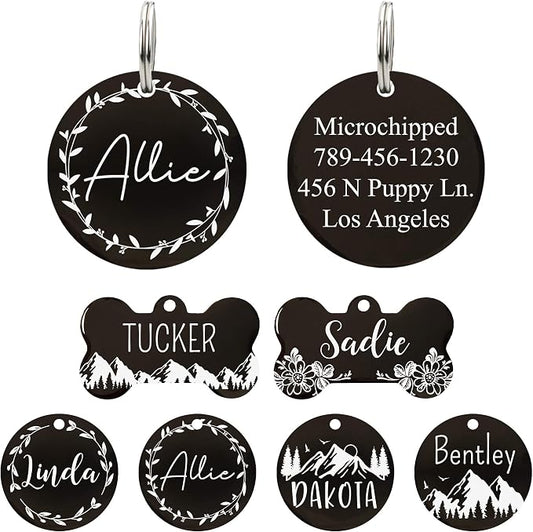 UltraJoys Stainless Steel Pet ID Tag Dog Name Tags Personalized Front and Back by UltraJoys