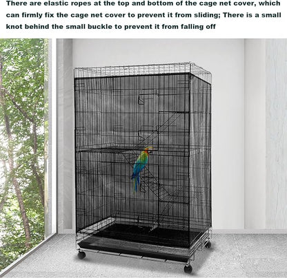 Adjustable Birdcage Seed Feather Catcher Bird Cage Net Cover Soft Skirt Guard - Image 3