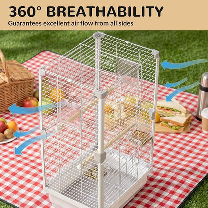 24" Portable Double-Layer Bird Cage, Travel Parrot Carrier - Image 4