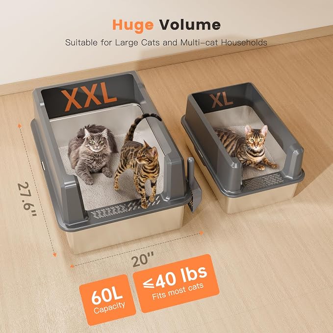 XXL Stainless Steel Cat Litter Box - Image 2