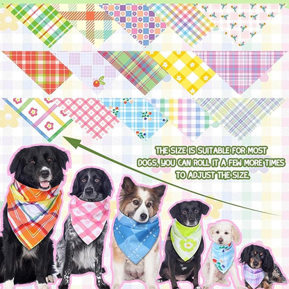 100 Pcs Spring Dog Bandanas Bulk Pet Bibs Colorful Triangle Scarf Pet Bandanas - Image 2