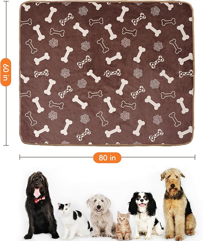 Waterproof Dog Blankets Pet Blanket 60"x80", Soft Fluffy Sofa Car Bed Protector - Image 2
