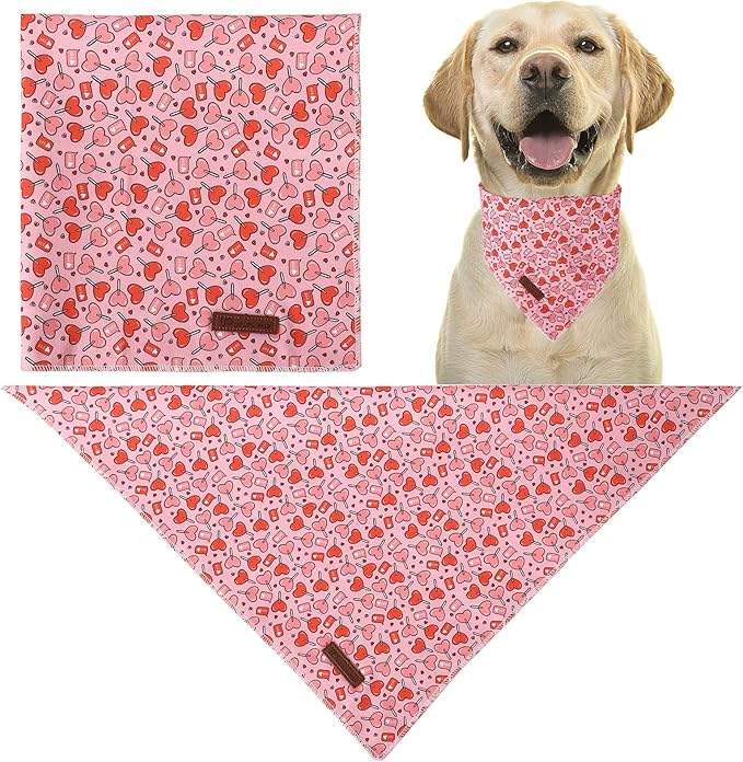 Valentine Dog Bandana, Cotton Pet Kerchief - Image 3