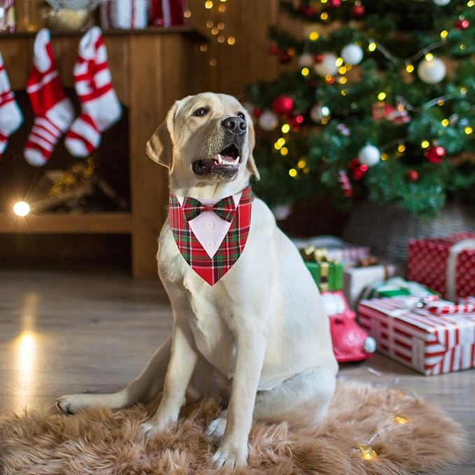 ADOGGYGO Christmas Dog Tuxedo Bandana, Adjustable Christmas Costume - Image 3