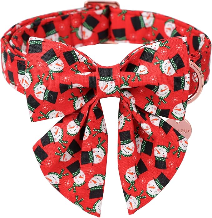 Christmas Dog Collar with Bow Tie, Christmas Collar by UPURARAPUP