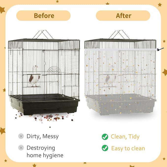 Bird Cage Cover, 60-118'' Large, 31.5'' H Adjustable Nylon Mesh Net, Soft Airy - Image 4