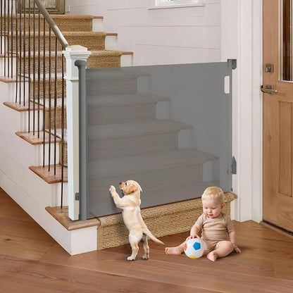 Retractable Baby Gate for Stairs, Automatic Tension, One-Hand Operation by Unknown