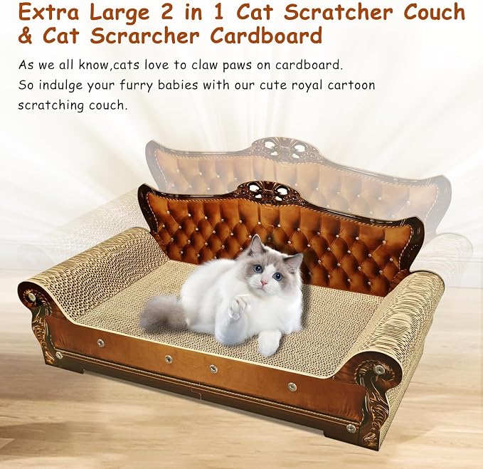 Luxury Cardboard Cat Scratcher Sofa Bed, Couch Shaped Scratching Board - Image 7