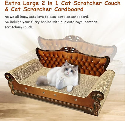 Luxury Cardboard Cat Scratcher Sofa Bed, Couch Shaped Scratching Board - Image 7