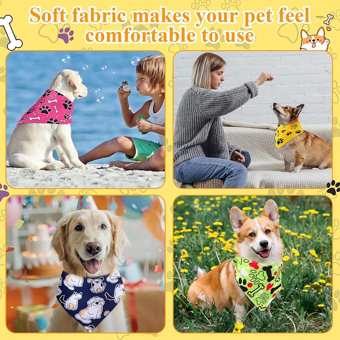 Sanwuta 120 Pcs Bandanas for Dogs Bulk Dog Bone and Paw Print Pattern Triangle - Image 6