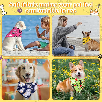 Sanwuta 120 Pcs Bandanas for Dogs Bulk Dog Bone and Paw Print Pattern Triangle - Image 6