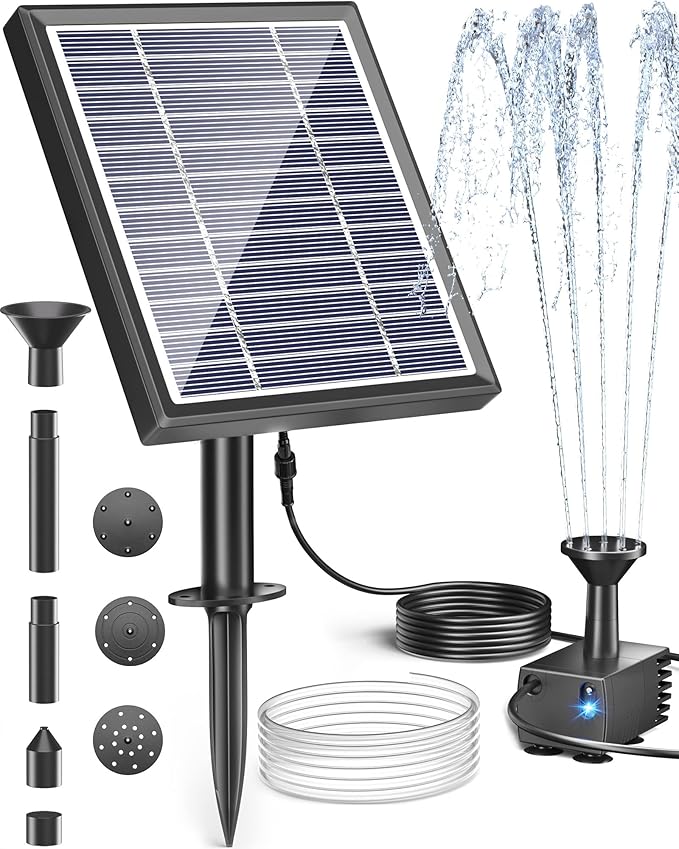 Biling Solar Fountain for Bird Bath, Solar Panel Kit Outdoor Solar Water Pump by biling