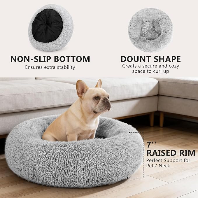 MIXJOY Orthopedic Dog Bed Comfortable Donut Cuddler Round Pet Beds Ultra Soft - Image 2