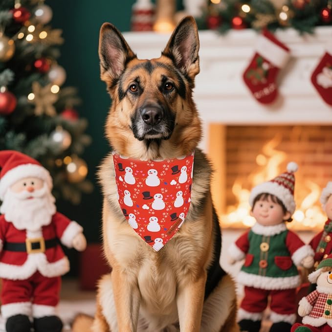 ADOGGYGO Christmas Dog Bandanas 2 Pack, Reversible Snowman Hoho Pattern Xmas - Image 2