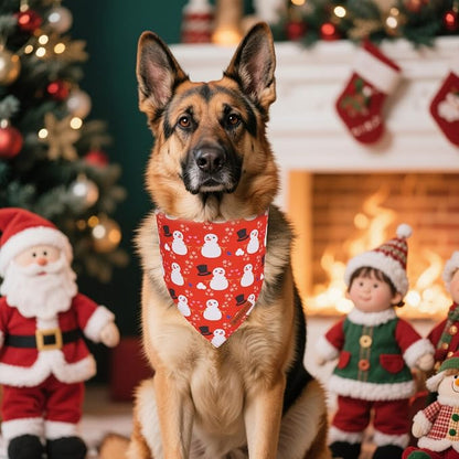 ADOGGYGO Christmas Dog Bandanas 2 Pack, Reversible Snowman Hoho Pattern Xmas - Image 2