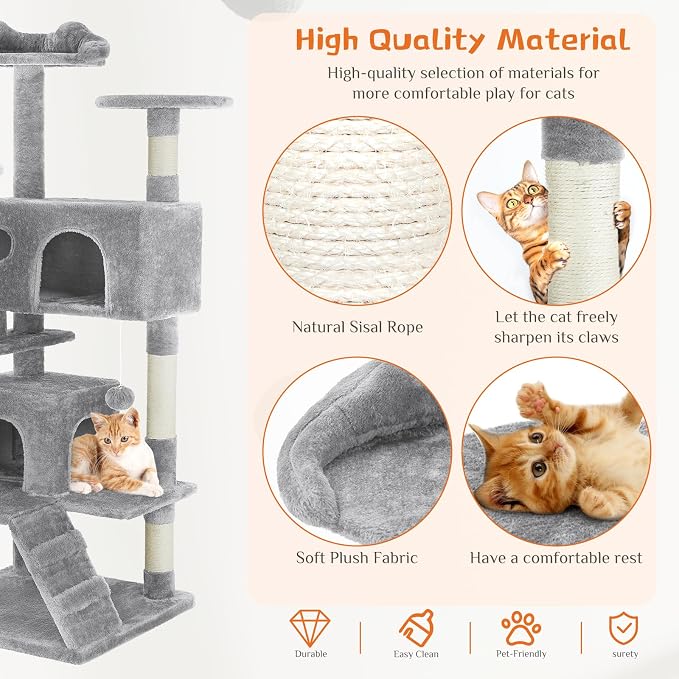 Sweetcrispy 54 Inch Cat Tree Tower, Indoor Cat Condo - Image 5