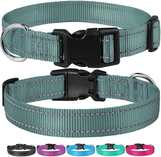 Reflective Dog Collar with Buckle Adjustable Safety Nylon Collars - Image 6