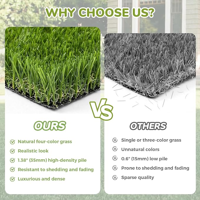Artificial Grass Rug Indoor Outdoor, 5 x 10FT Fake Grass Turf - Image 6