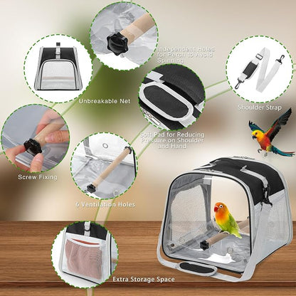 Suertree Small Bird Carrier, Large Window Travel Cage - Image 3