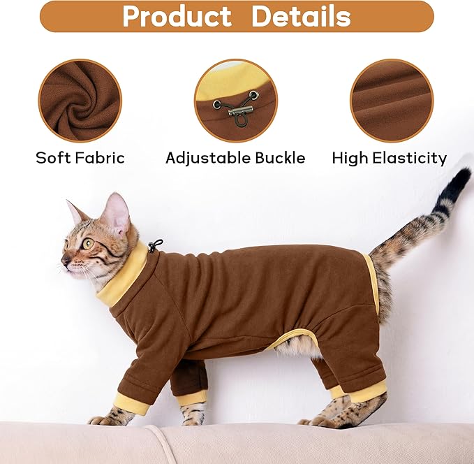 PUMYPOREITY Cat Recovery Suit, Stops Wound Licking After Surgery, Sticky Hair - Image 4