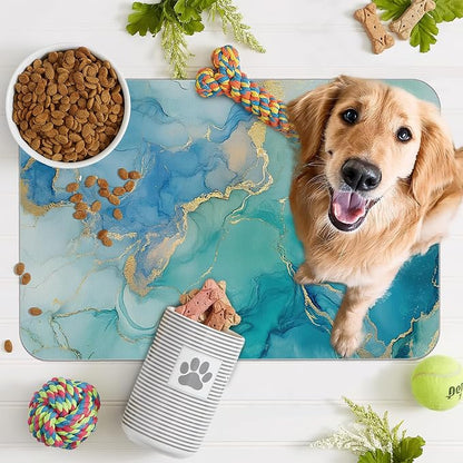 Marble Dog Cat Food Mat, Non-Slip Water Bowl Placemat, Indoor Pet Accessories - Image 7