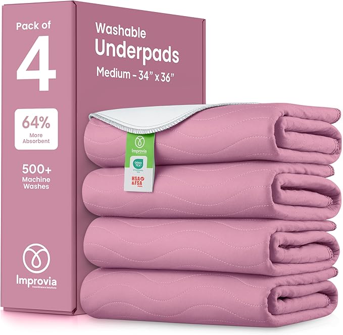 IMPROVIA® Washable Underpads, Heavy Absorbency Reusable Incontinence Pads by IMPROVIA