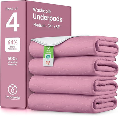 IMPROVIA® Washable Underpads, Heavy Absorbency Reusable Incontinence Pads by IMPROVIA